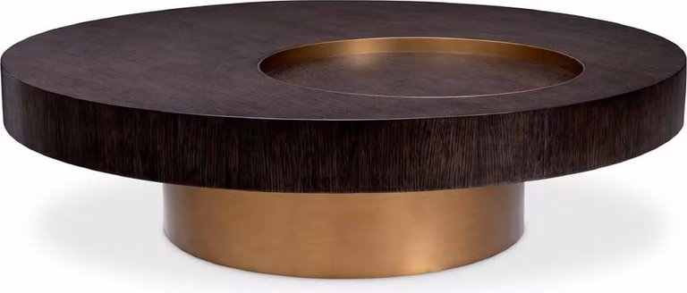 Tavolino Casa Padrino moka/ottone Ø 110 x H. 30,5 cm - Tavolo rotondo da salotto - Mobili da salotto - Mobili in legno massello - Mobili - Arredi