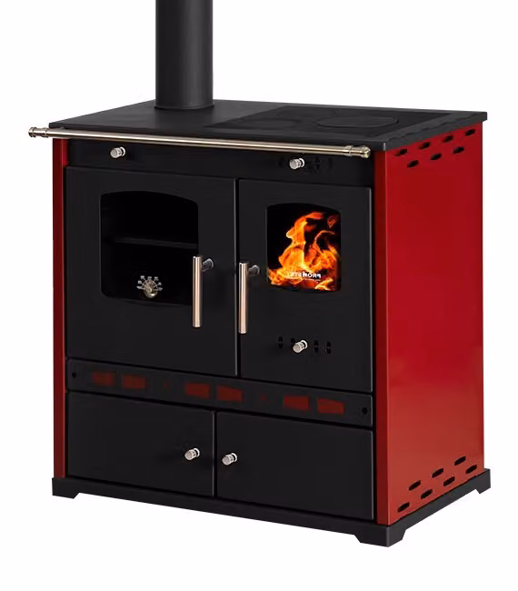 P. Eco LUX Bordo stufa a legna - 7,38 kW piano cottura in ghisa Cottura a legna stufa a legna SINISTRA