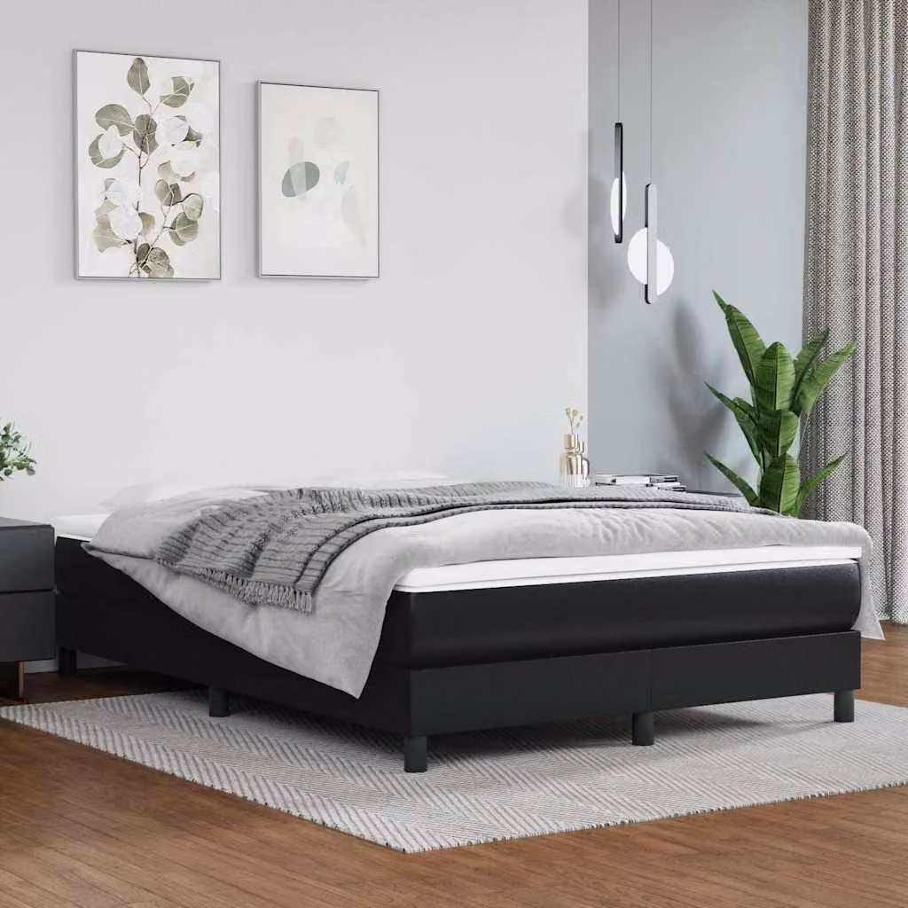 vidaXL Struttura Letto Imbottita in Similpelle Nero con Doghe a Rete L: 140 cm, P: 190 cm