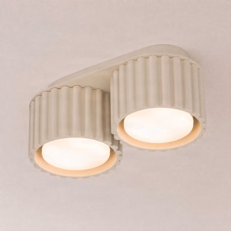 Plafoniera soffitto Aura 2 SOLLUX LIGHTING, dimmerabile, Crema / Ambra, Corridoio, Alluminio, Moderno, Plafoniera