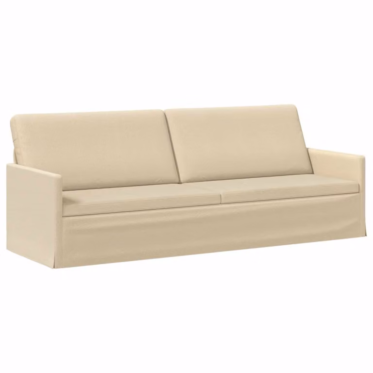 Divano a 3 posti moderno vidaXL in tessuto beige con struttura in metallo L/P/H: 220 x 81 x 82 cm