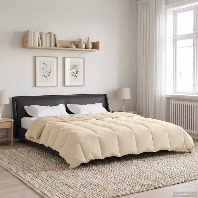 Piumino estivo reversibile vidaXL in microfibra traspirante, beige, L 200 x P 220 cm