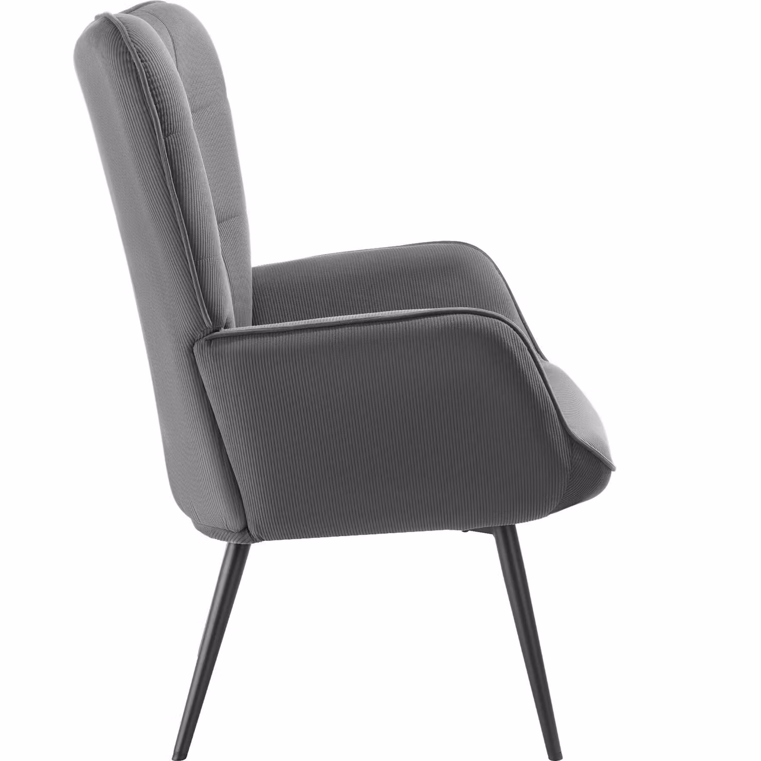 Poltrona Hygge tectake in velluto antracite e nero con struttura in metallo e legno, ideale per il tuo living – 4