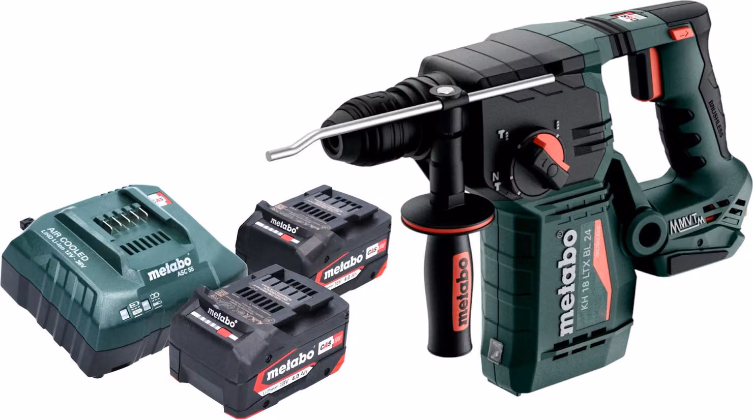 Metabo KH 18 LTX BL 24 Martello perforatore a batteria 18 V 2,2 J SDS Plus Brushless + 2x batteria 4,0 Ah + caricabatteria