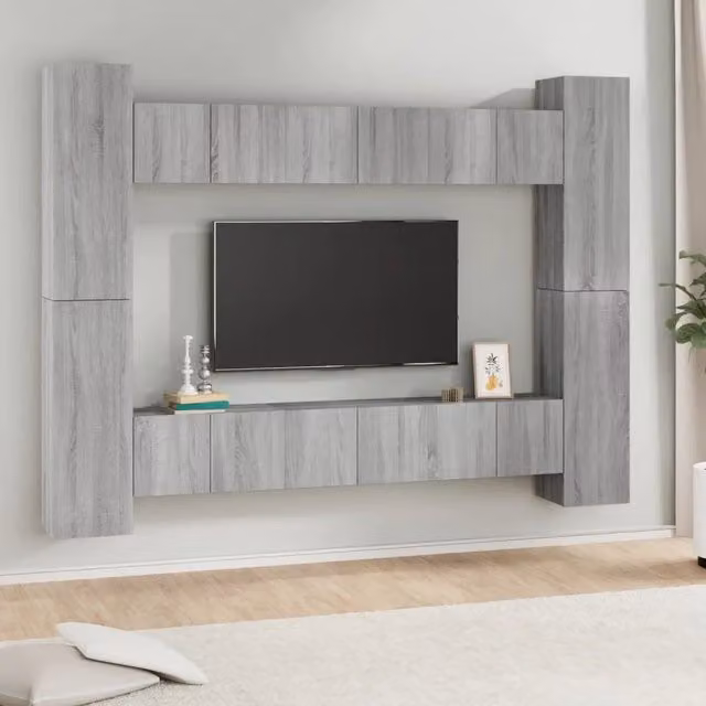 Set Mobili Porta TV 10 pz Grigio Sonoma in Legno Multistrato 3120219