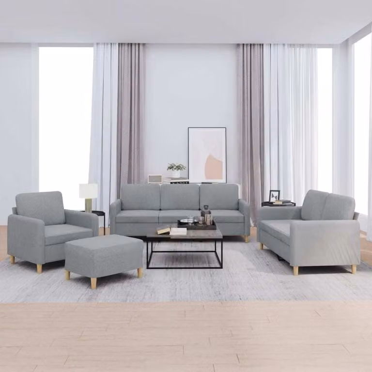 Maison Exclusive - Set divano 4 pezzi con cuscini in tessuto grigio chiaro
