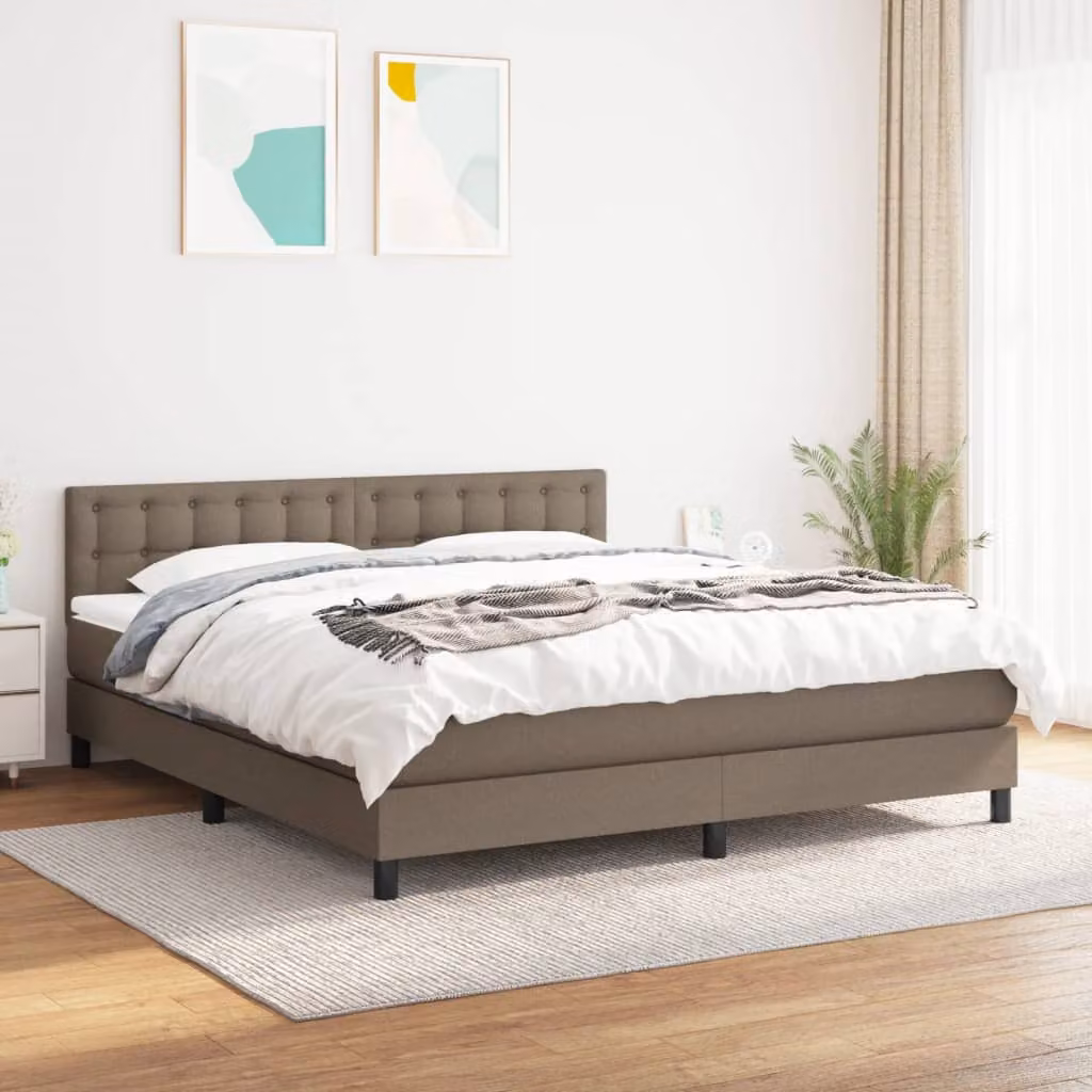 vidaXL Giroletto a Molle con Materasso Ibrido in Tessuto, L/P: 160 x 200 cm – 1
