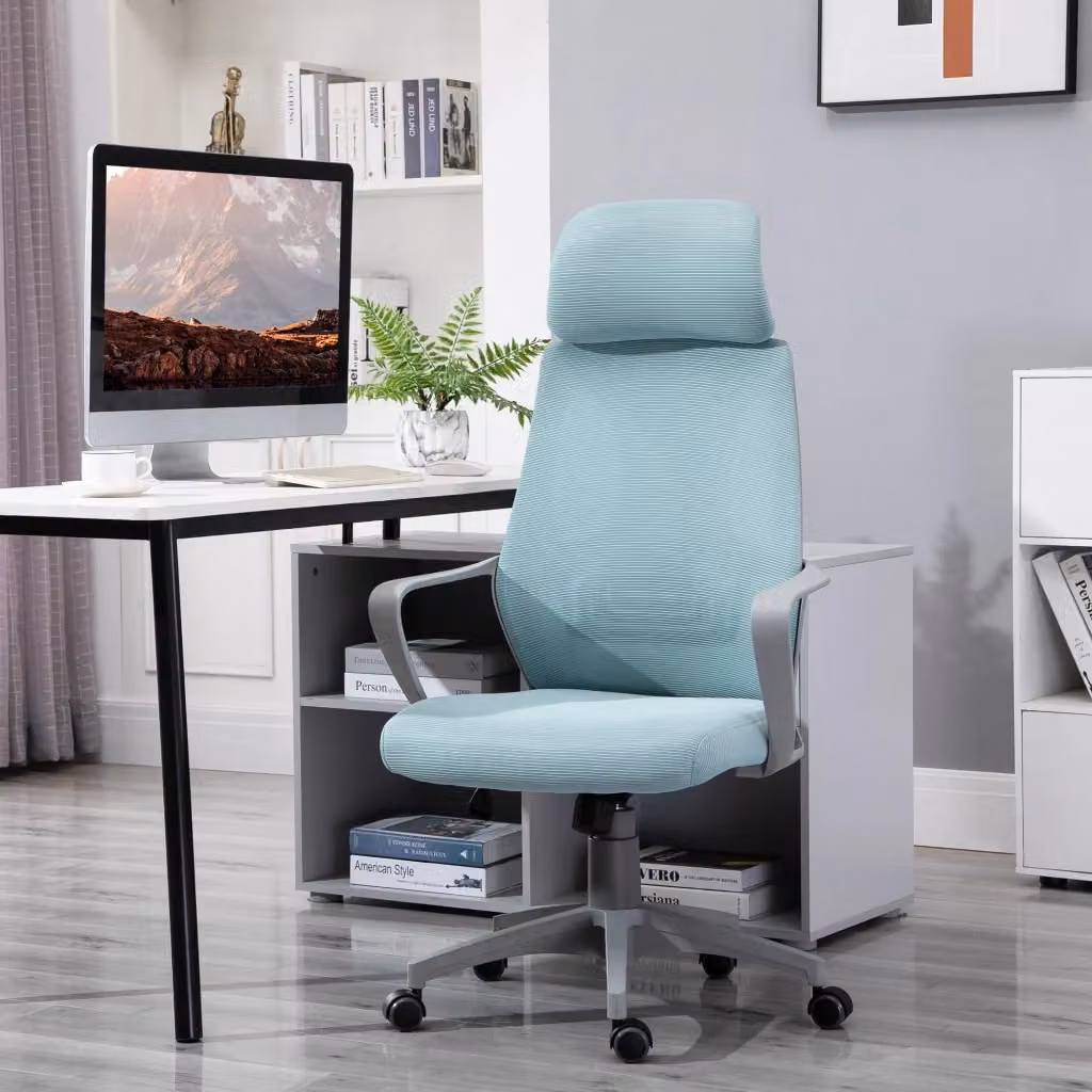Sedia da ufficio ergonomica XYLO blu con braccioli e poggiatesta, L: 64 cm, P: 55 cm, H: 116-126 cm – 2