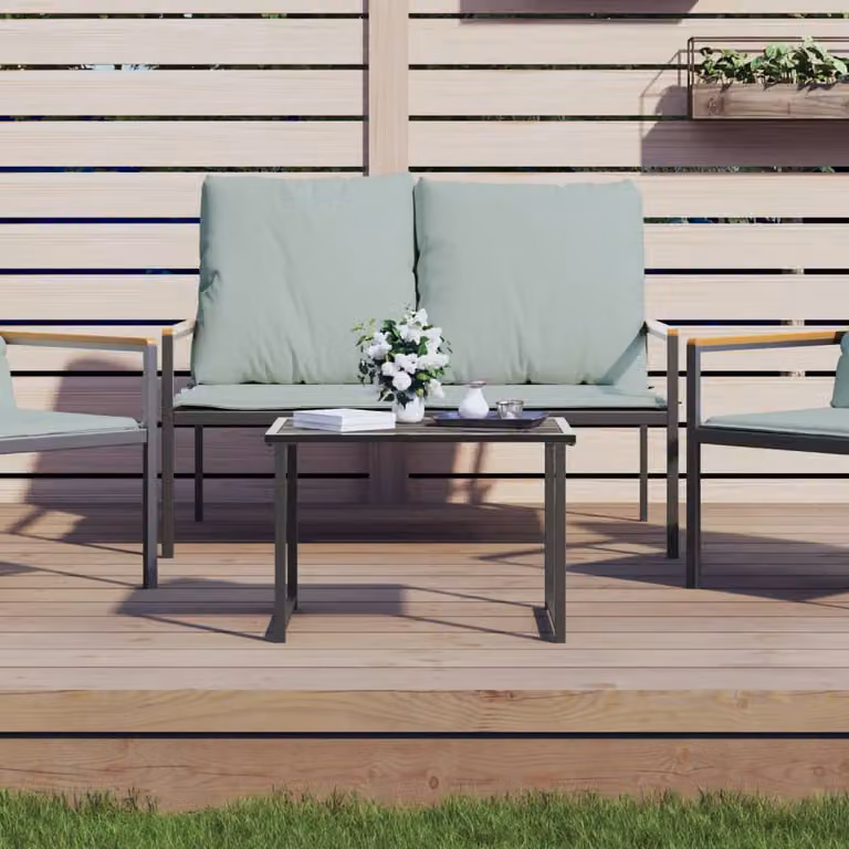 vidaXL Tavolo da giardino moderno in acciaio antracite L/P/H: 55 x 40 x 37 cm