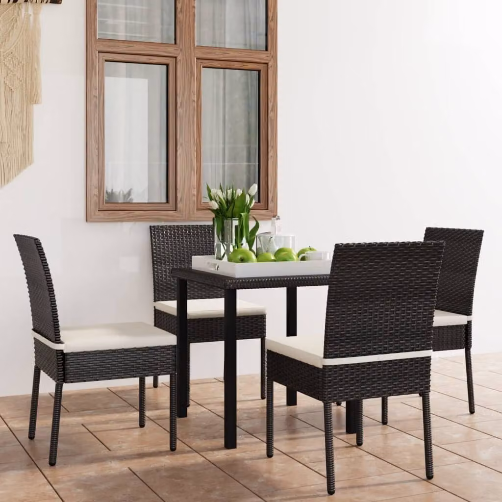 Maison Exclusive - Set da pranzo da giardino 5 pezzi in polyrattan nero