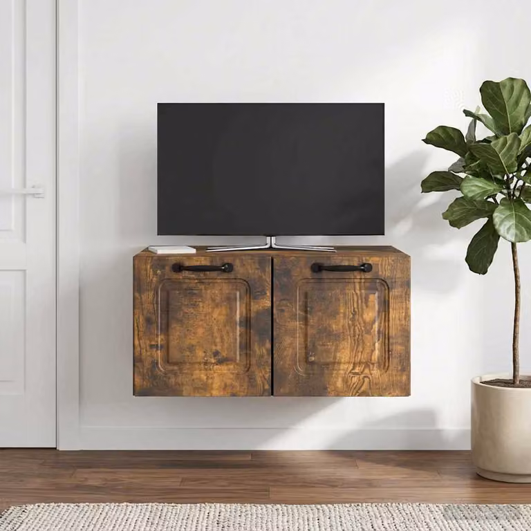 Mobile Porta TV da Muro vidaXL Rovere Fumo, L: 59,5 cm, P: 41 cm, H: 30 cm
