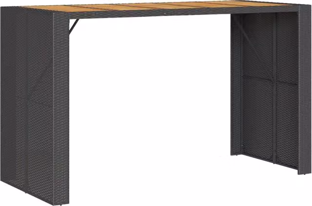 Tavolo Bar da Giardino | Tavolino da esterno Piano in Acacia 185x80x110 cm Polyrattan