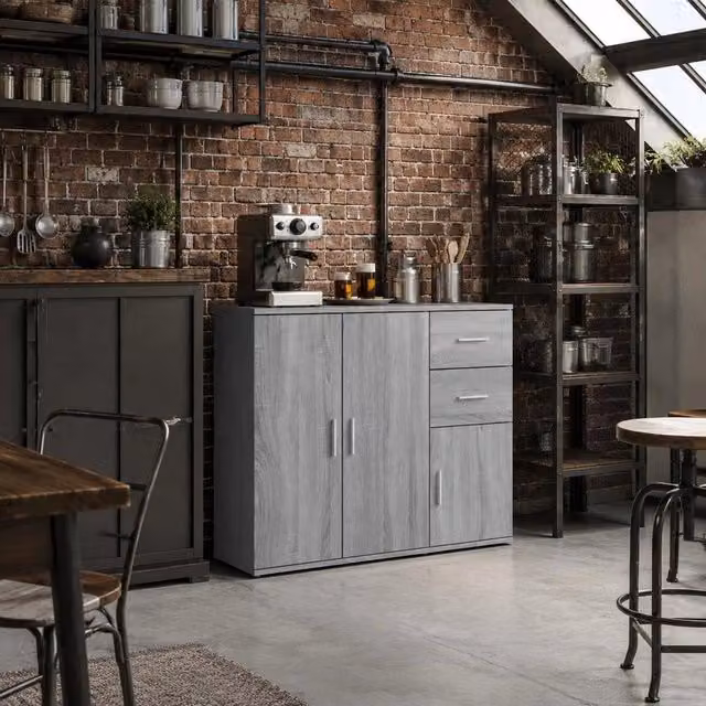 Sideboard Grey Sonoma 91x29.5x75 Cm Wood-based Material