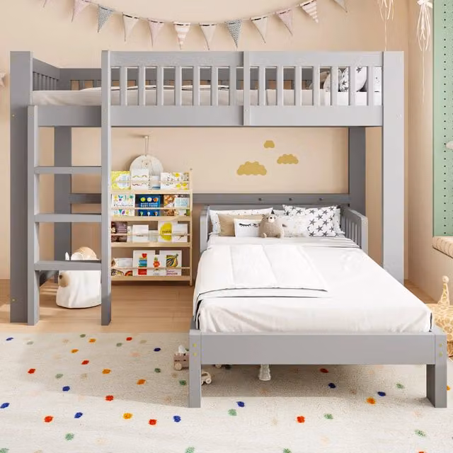 letto modulare in legno grigio 104 x 215 cm
