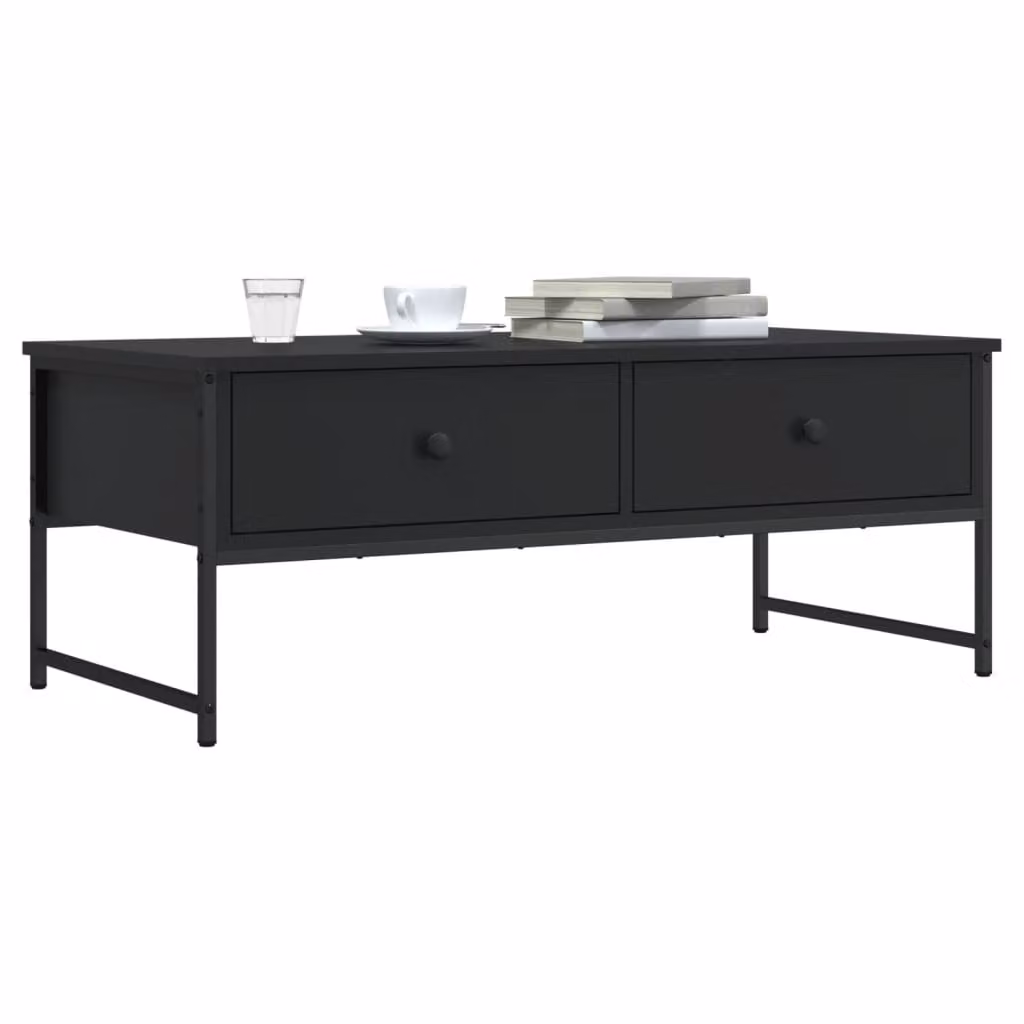 vidaXL Tavolino da Salotto Nero in Legno e Metallo L: 101 cm, P: 49 cm, H: 39,5 cm