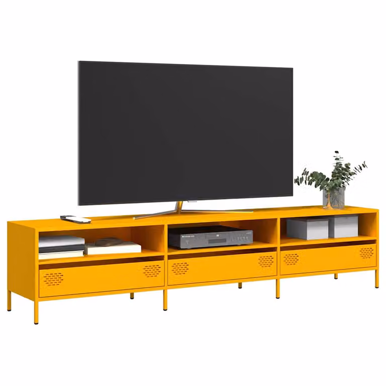vidaXL Mobile TV Giallo Senape 202x39x43,5cm Acciaio Laminato a Freddo