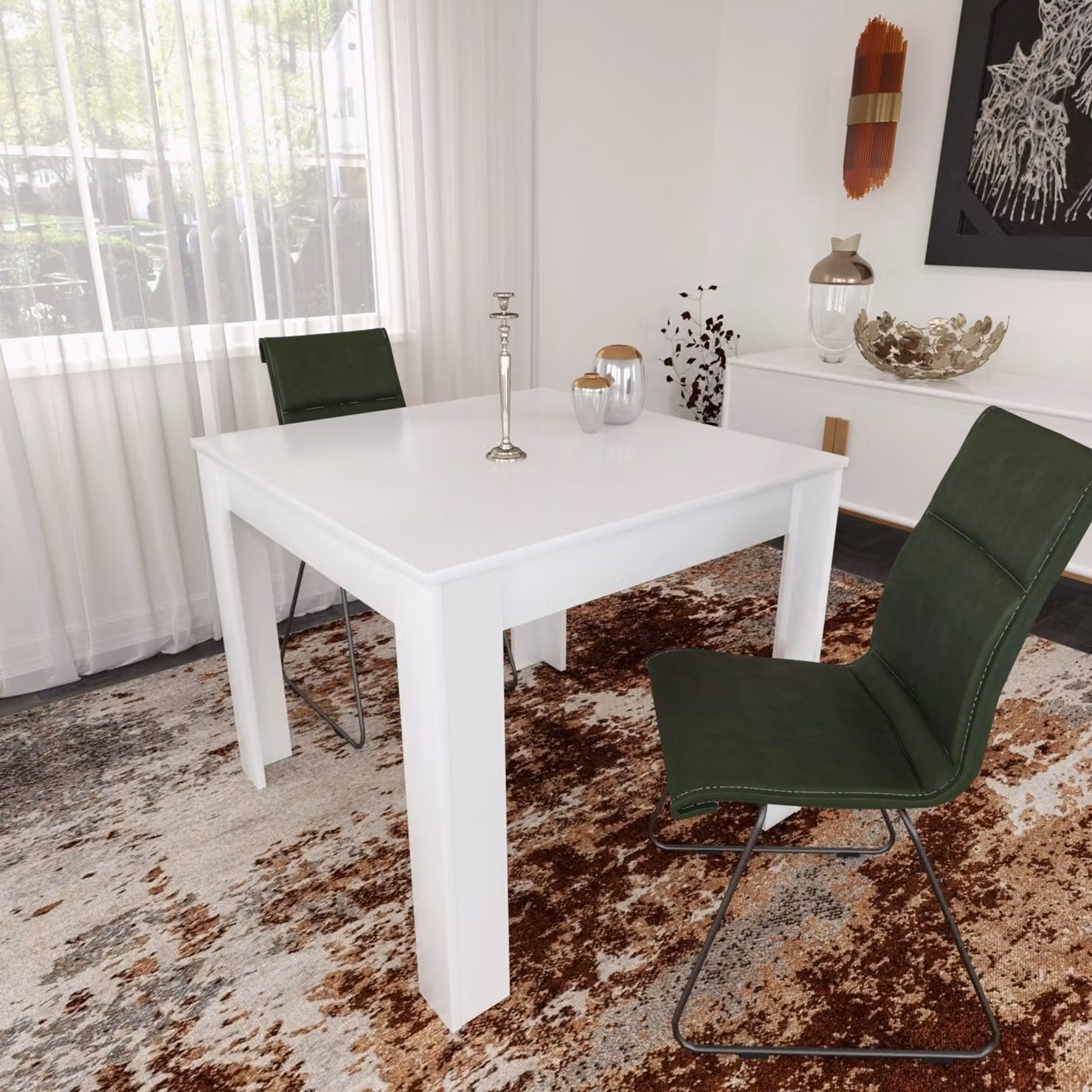 Skye Decor, Single 90 - Shiny White, tavolo da pranzo, bianco, 100% pannelli di particelle rivestiti in melamina, 90 x 80 x 78 cm