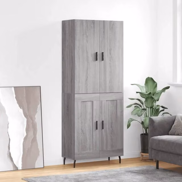 Credenza-Buffet-Armadio da cucina Grigio Sonoma 69,5x34x180 cm in Legno Multistrato 157801