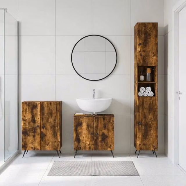 Set di armadietti da bagno in 3 pezzi BREDA Rovere Fumo 3417482