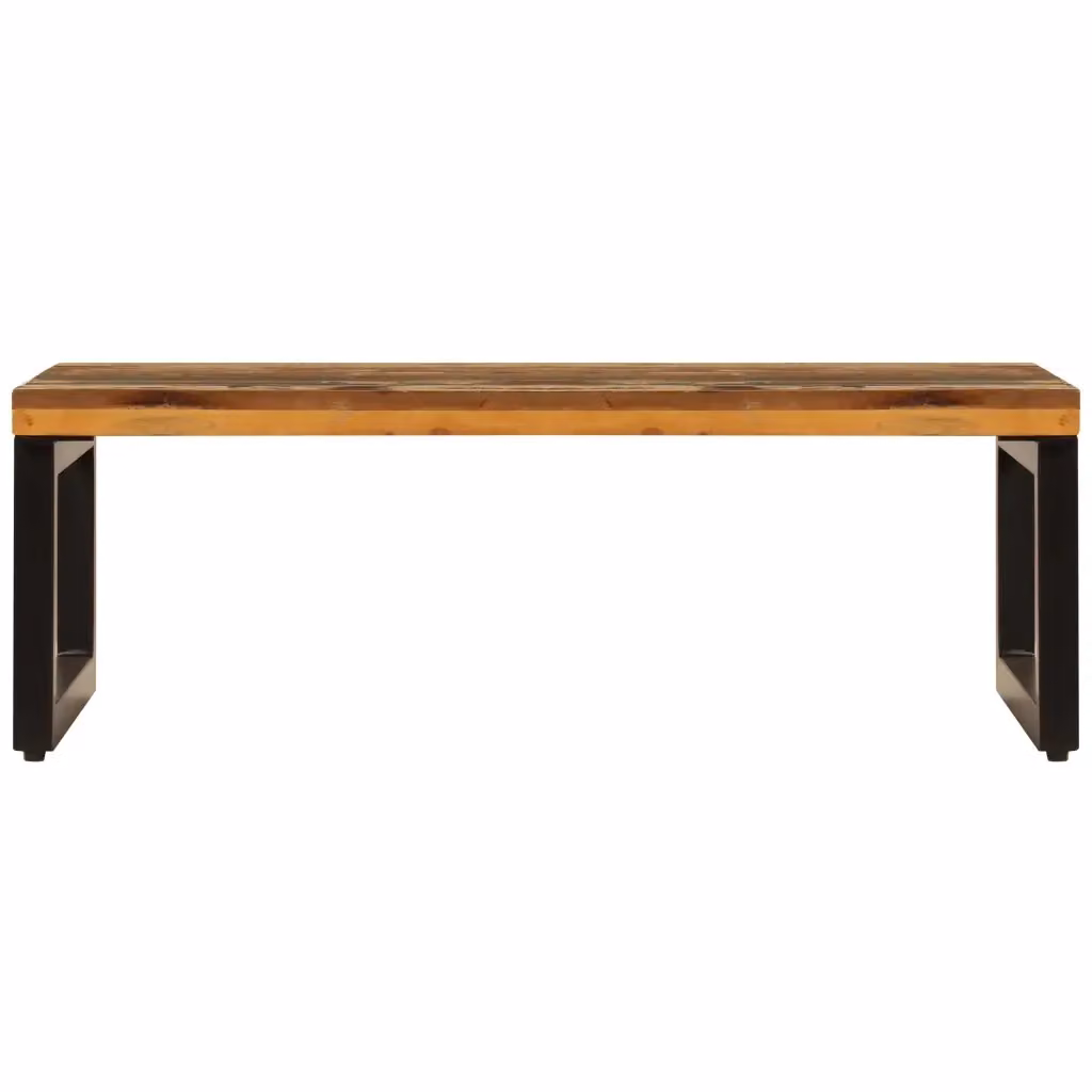 Tavolino da salotto rettangolare vidaXL in legno massello e metallo marrone L/P/H: 100 x 50 x 35 cm – 2