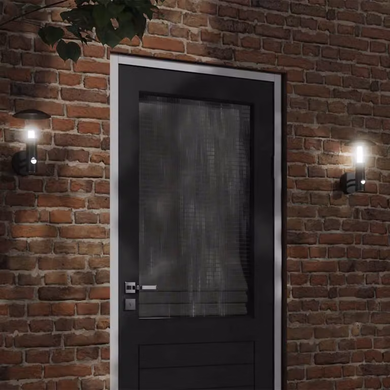 Applique da esterno vidaXL in acciaio inossidabile nera con sensore di movimento e protezione IP44