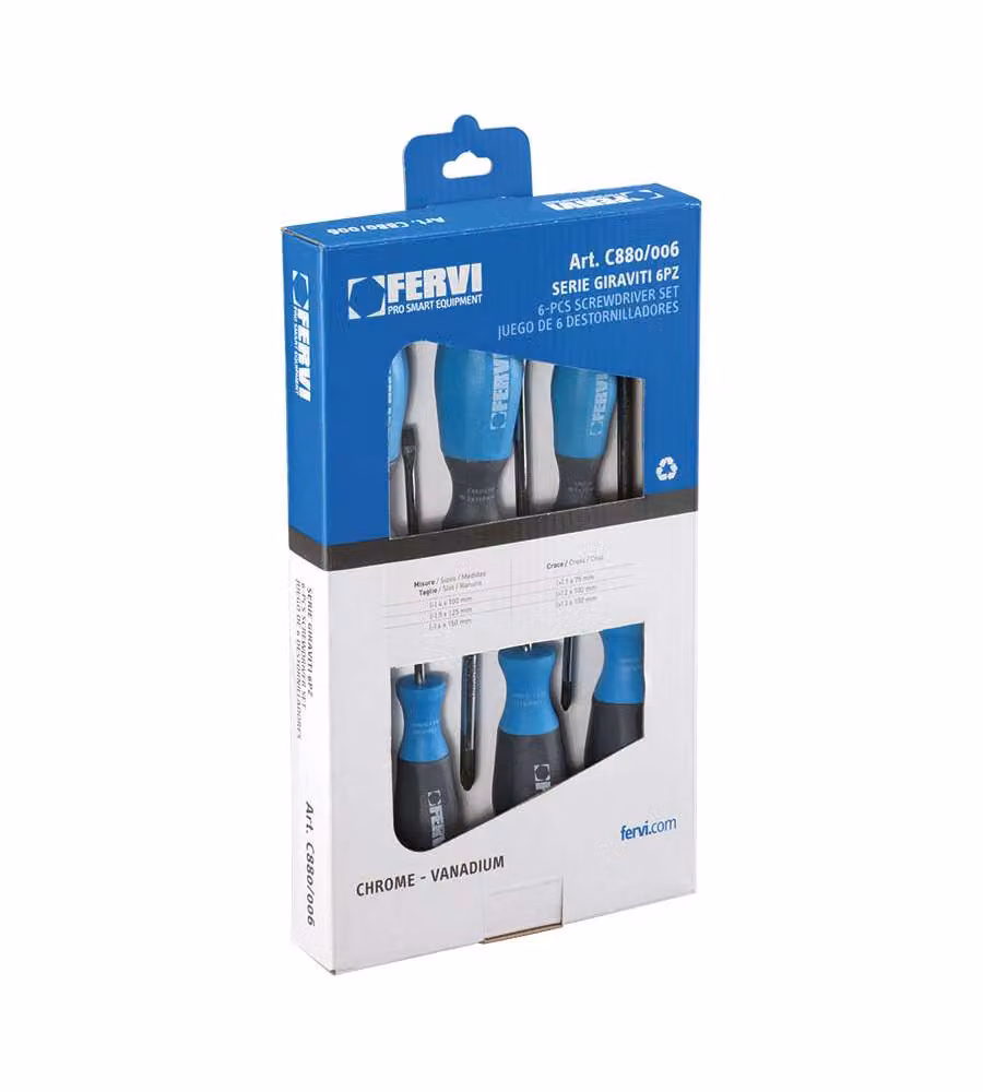 Fervi Giraviti Magnetici 6 pz - 3TG 3PH Cromate con Punte Isolate