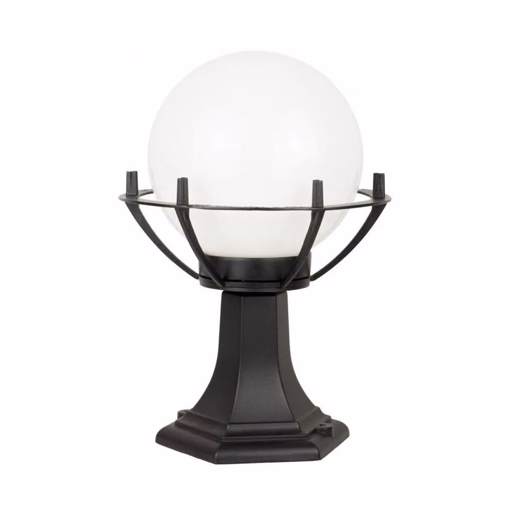 Lampada da giardino a stelo 39 cm sfera bianca o fumé 25 cm 1xE27 nero IP43 SU-MA Kule K 4011/1/KPO