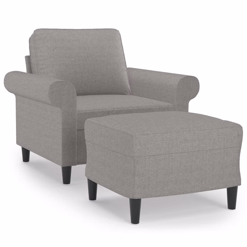 Poltrona con Poggiapiedi Grigio Chiaro 60 cm in Tessuto