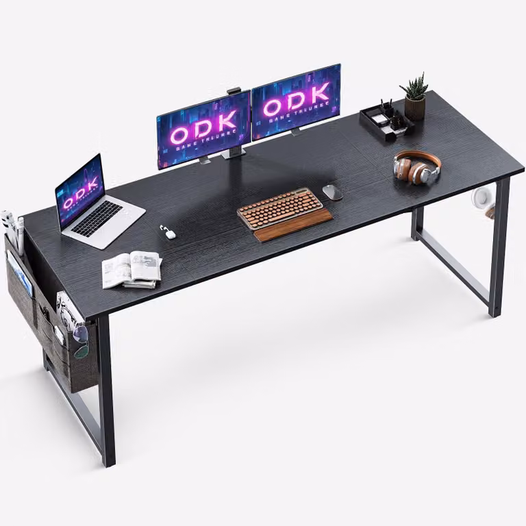 Scrivania da ufficio Bureau - 160 x 55 x 73,5 cm - Legno verniciato nero - Ideale per l'ufficio domestico e il lavoro in ufficio