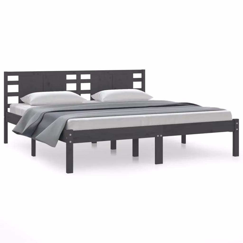 Giroletto vidaXL in legno massello di pino grigio stile rustico L/P: 200 x 200 cm – 2