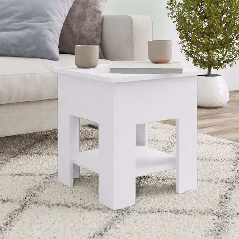 vidaXL Tavolino da Salotto Moderno Bianco in Legno e MDF L/P/H: 40 x 40 x 42 cm