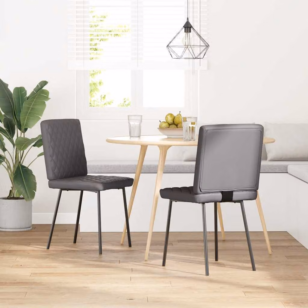 Sedie da Pranzo 2 pz Grigie in Pelle finta