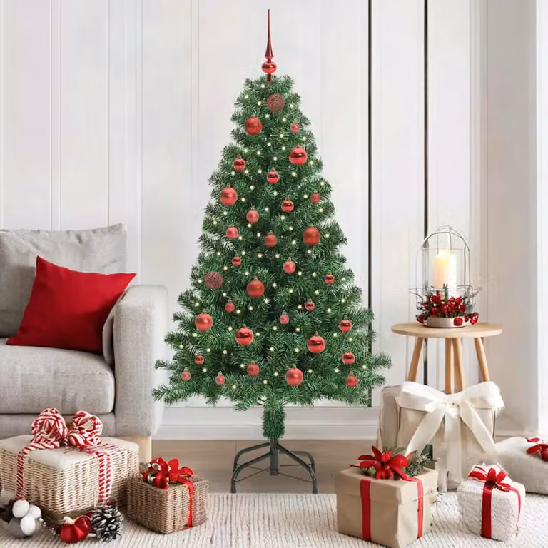 Albero di Natale artificiale a cono vidaXL verde con 150 LED bianco caldo, Altezza: 150 cm