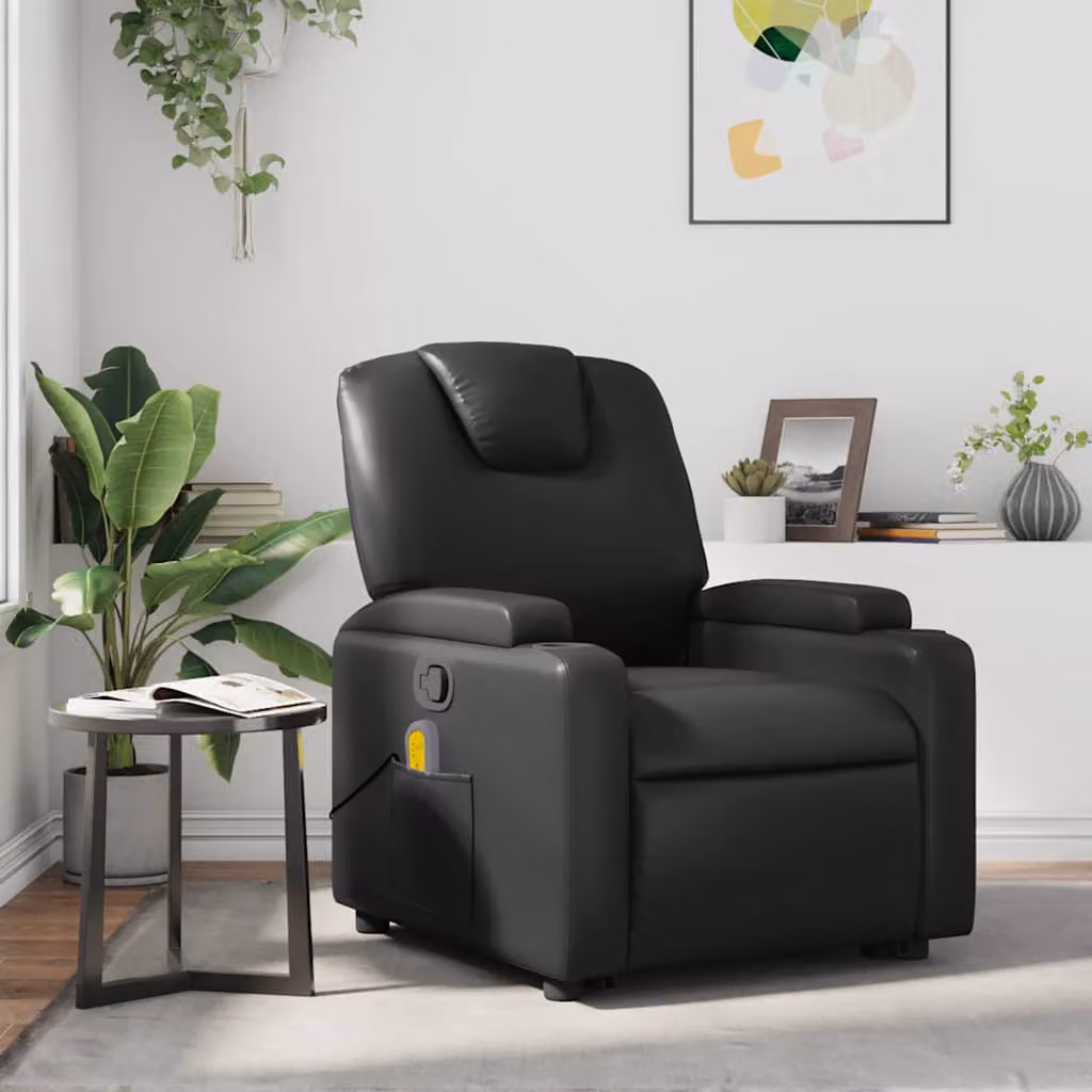 vidaXL Poltrona Reclinabile Relax in Similpelle Nera con Braccioli