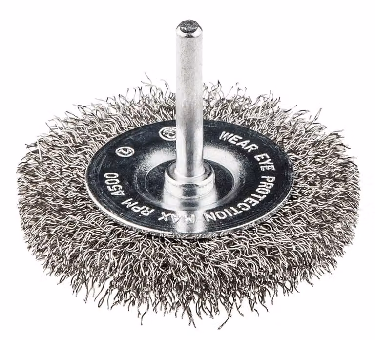 Spazzola a testa metallica GRAPHITE 50x6,1 mm inox 0,05 mm, attacco per trapano