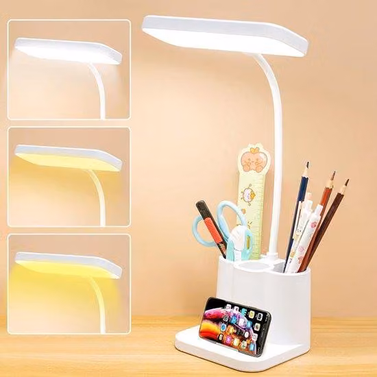 Lampada da scrivania a LED - 3 colori - Con portapenne - Ideale per leggere, lavorare e studiare
