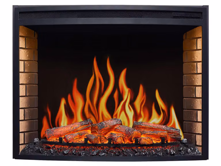 Caminetto elettrico ArtiFlame AF33, caminetto elettrico da incasso con riscaldamento da 1800 W, effetto fiamma realistico, illuminazione a LED, telecomando, timer, nero