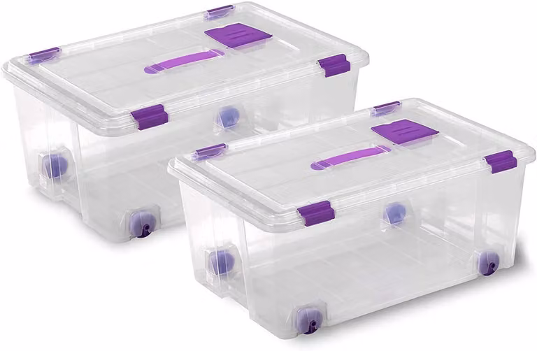 Scatole di deposito 42 L con ruote confezione da 2 COM-FORT HOUSE
