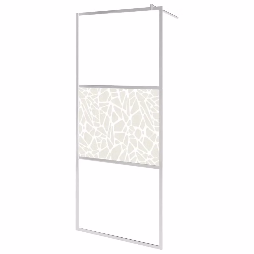 Parete per doccia walk-in vidaXL in vetro ESG con design effetto pietra multicolore e trasparente, L: 140 cm, H: 195 cm – 2