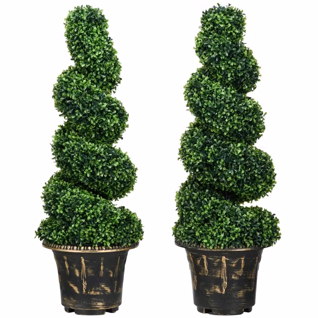 Set di 2 Piante Artificiali Bosso a Spirale XYLO con Vaso Verde, Altezza: 90 cm – 2