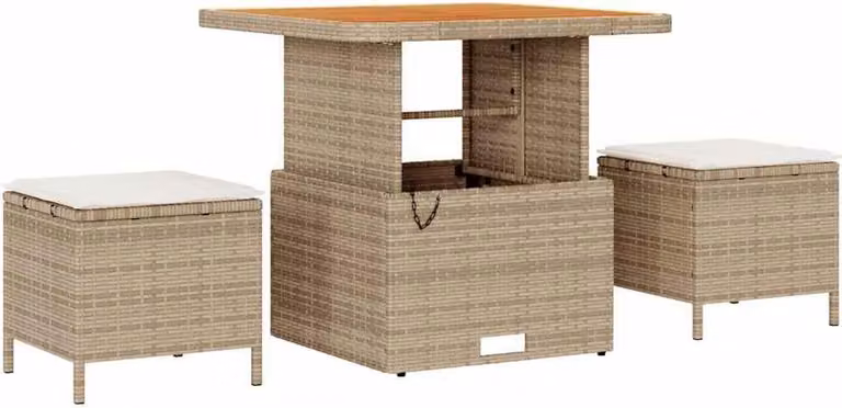 Set da Pranzo per Giardino Beige polyrattan