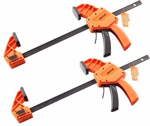 Set di 2 Morsetti a Barra VEVOR per Lavorazione del Legno e Metalli, Colore Arancione e Nero, Apertura 30,48 cm, Profondità 84,6 mm