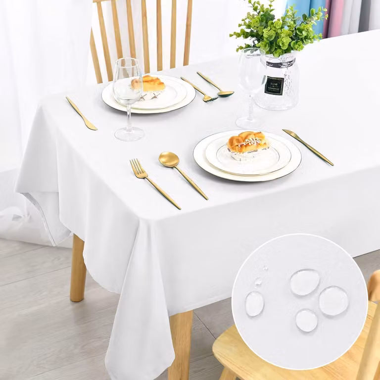 Tavoli da esterno, impermeabili, 130 x 160 cm, bianchi, adatti per la sala da pranzo e il giardino