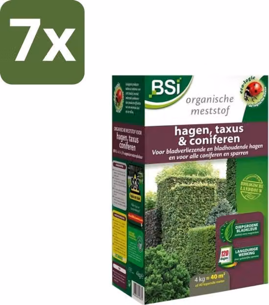 Materiale per il giardinaggio - Fertilizzante per Taxus e Conifere - Crescita Rapida e Foglie Azzurre - 4 kg (40 m²) - Confezione in Bulk - 7 pezzi