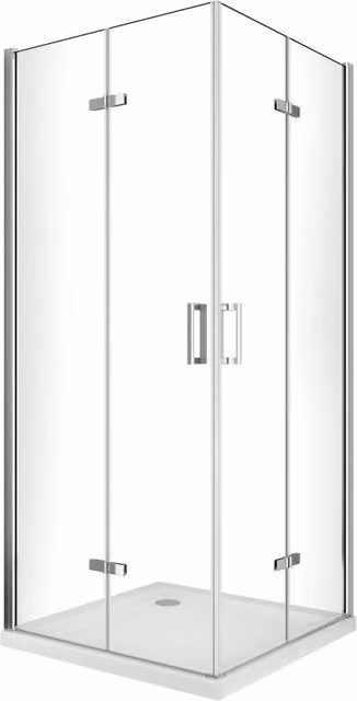 Box doccia angolare pieghevole a libro GIORGYSHOP trasparente con finitura cromo anticalcare H 190 x L 65 x P 65 cm