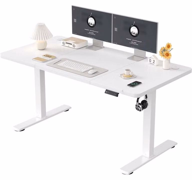 Scrivania ergonomica regolabile in altezza, da seduta a standing, ideale per il lavoro da casa o il gaming, con una larghezza di 140 cm