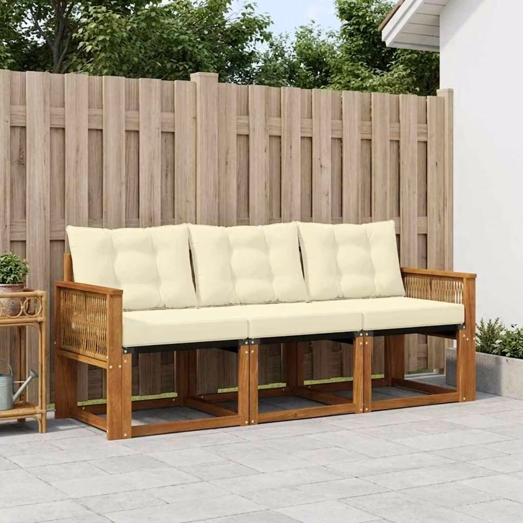 Set di divani da esterno vidaXL in legno di acacia con cuscini beige e crema