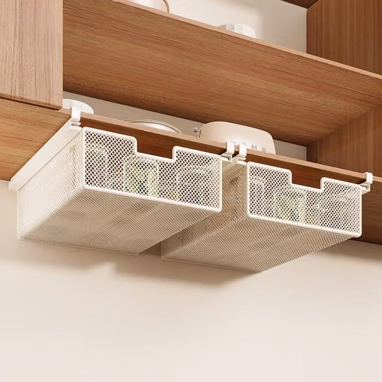 Set di 2 cassetti estraibili da appendere, dimensioni 38x35x12 cm, colore bianco