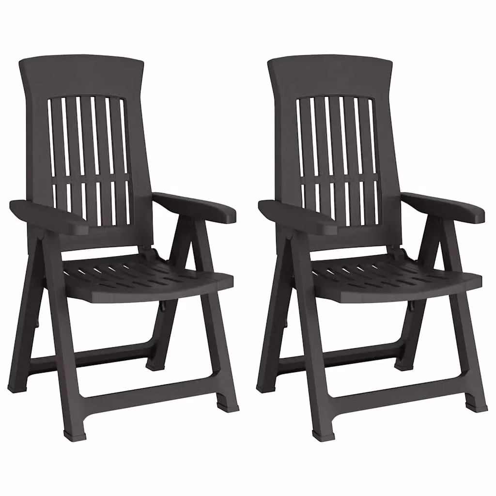 Set di 2 sedie pieghevoli reclinabili vidaXL in plastica color antracite per giardino – 2