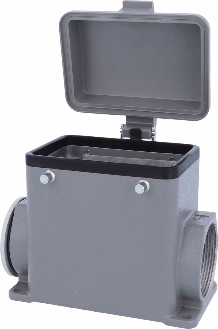 HARTING Han 32A Alloggiamento base alto, 1xM40 uscita cavo laterale, per 2 staffe (nella parte superiore) con cappuccio protettivo in plastica